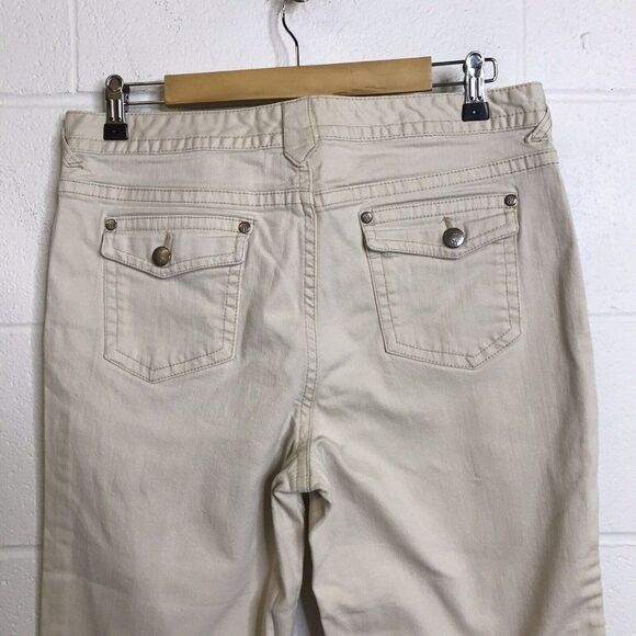 Bill Blass Jeans Womens Off White Stretch Denim Cropped Capri Jeans Size 10 - Picture 5 of 12